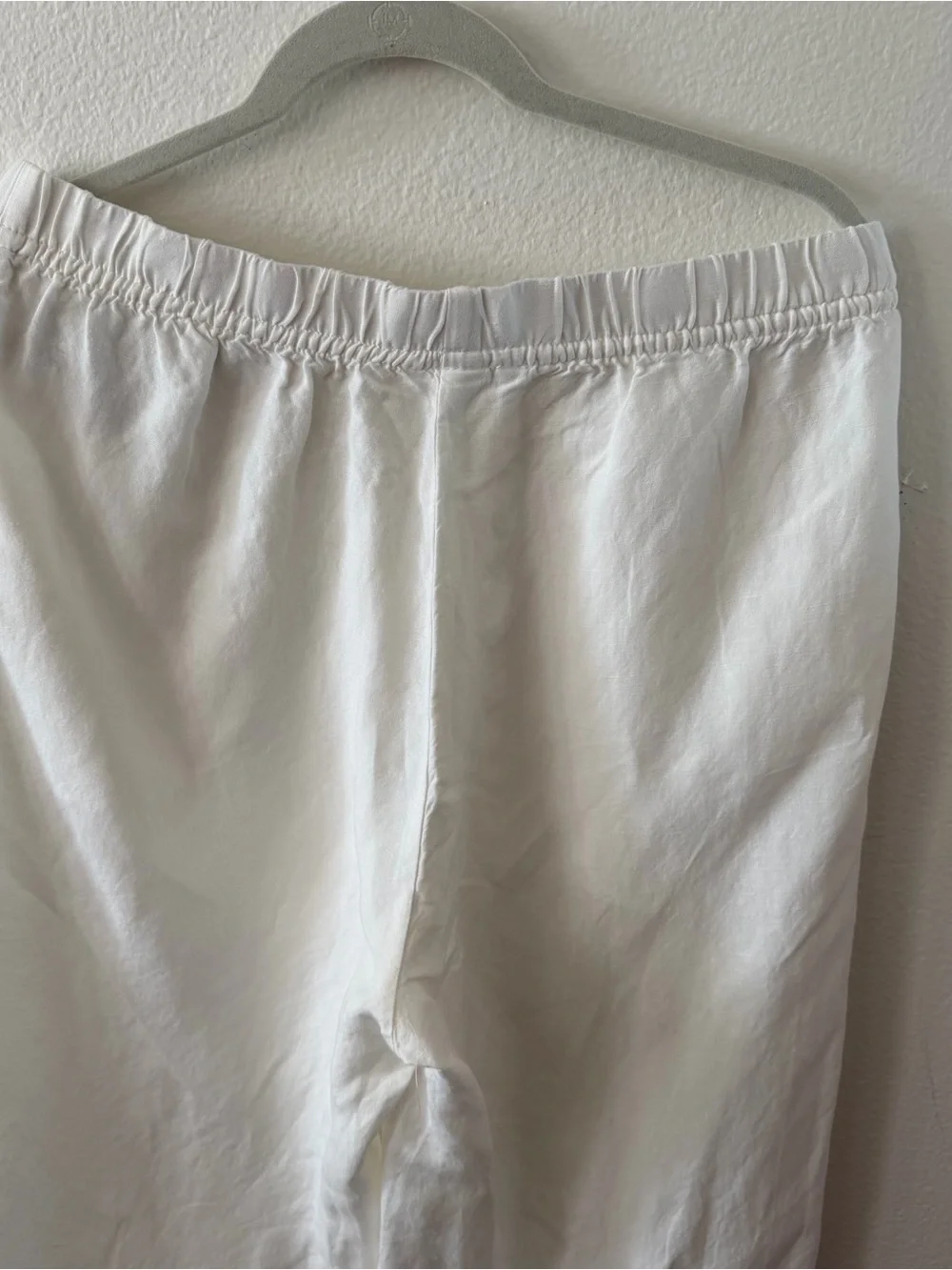 H&M Linen Blend White Pants Size L Drawstring Relaxed Fit